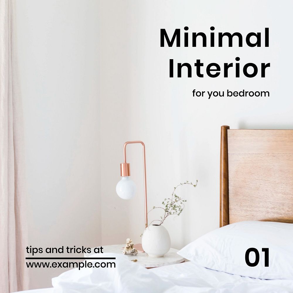 Minimal interior Instagram post template, editable text