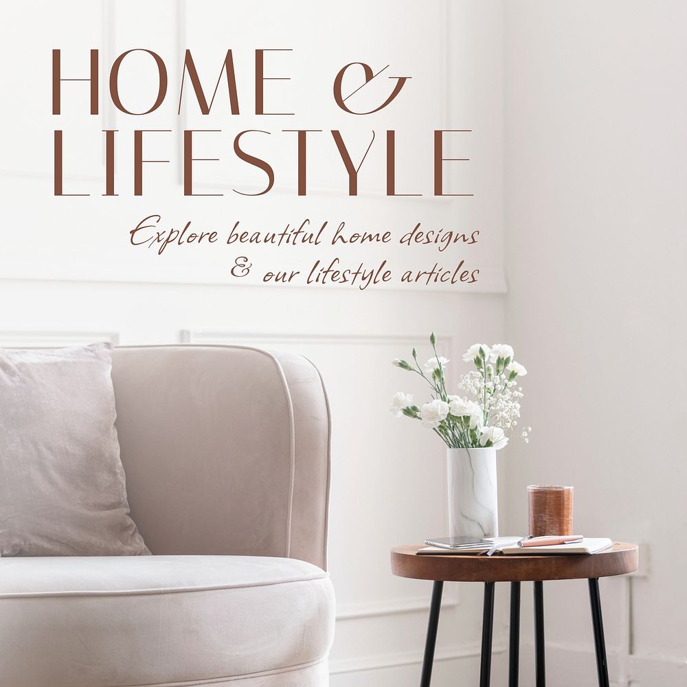 Home & lifestyle  Instagram post template, editable text