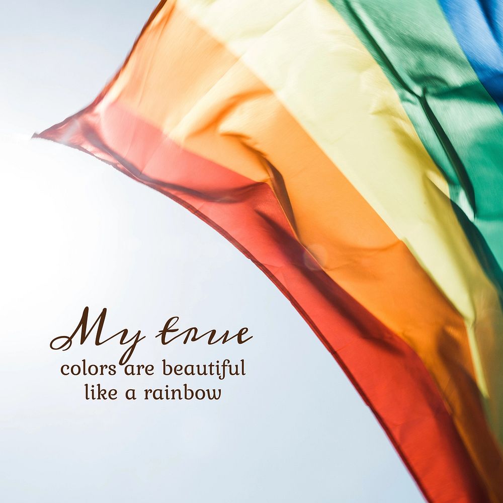 Rainbow true colors quote Instagram post template