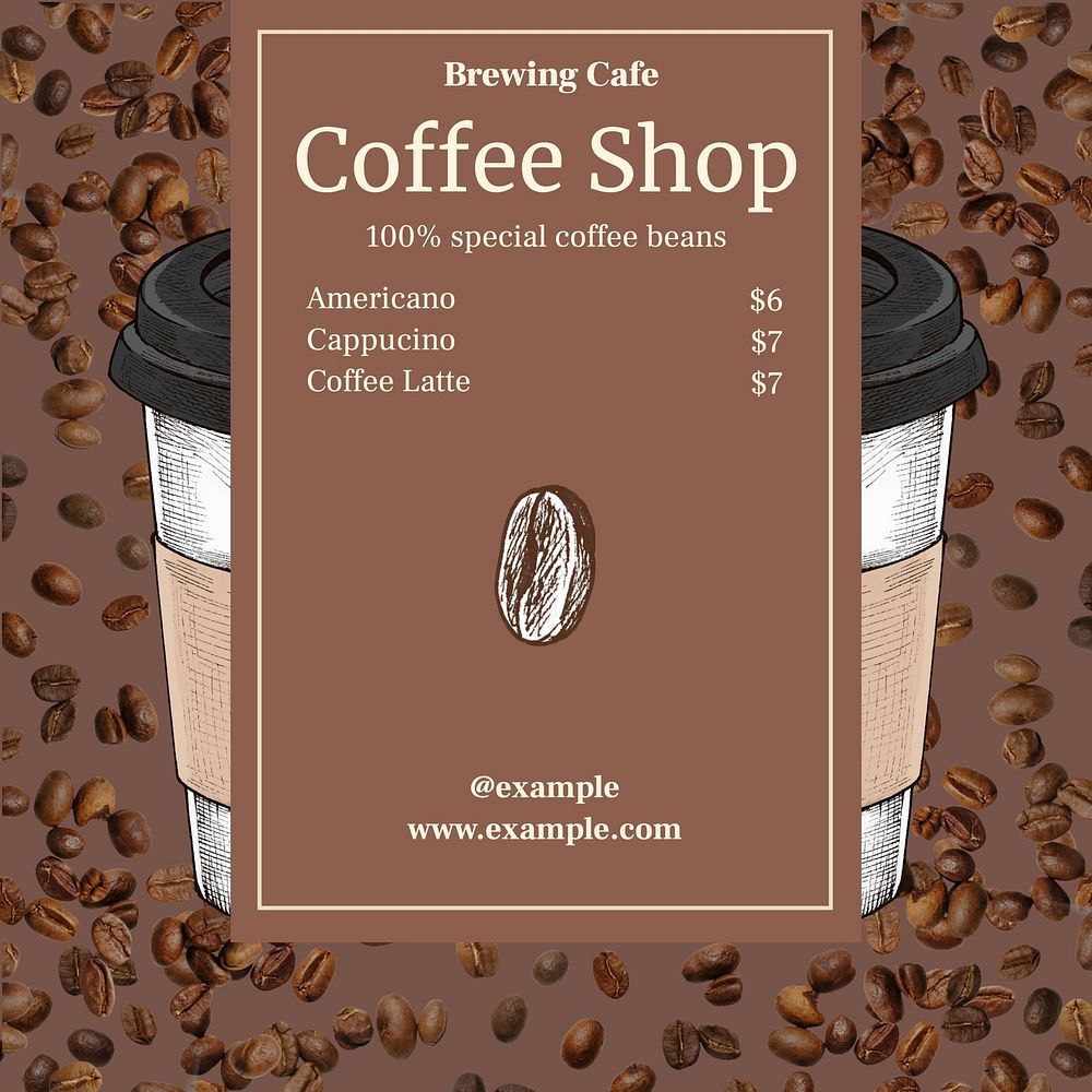 Coffee shop menu Instagram post template