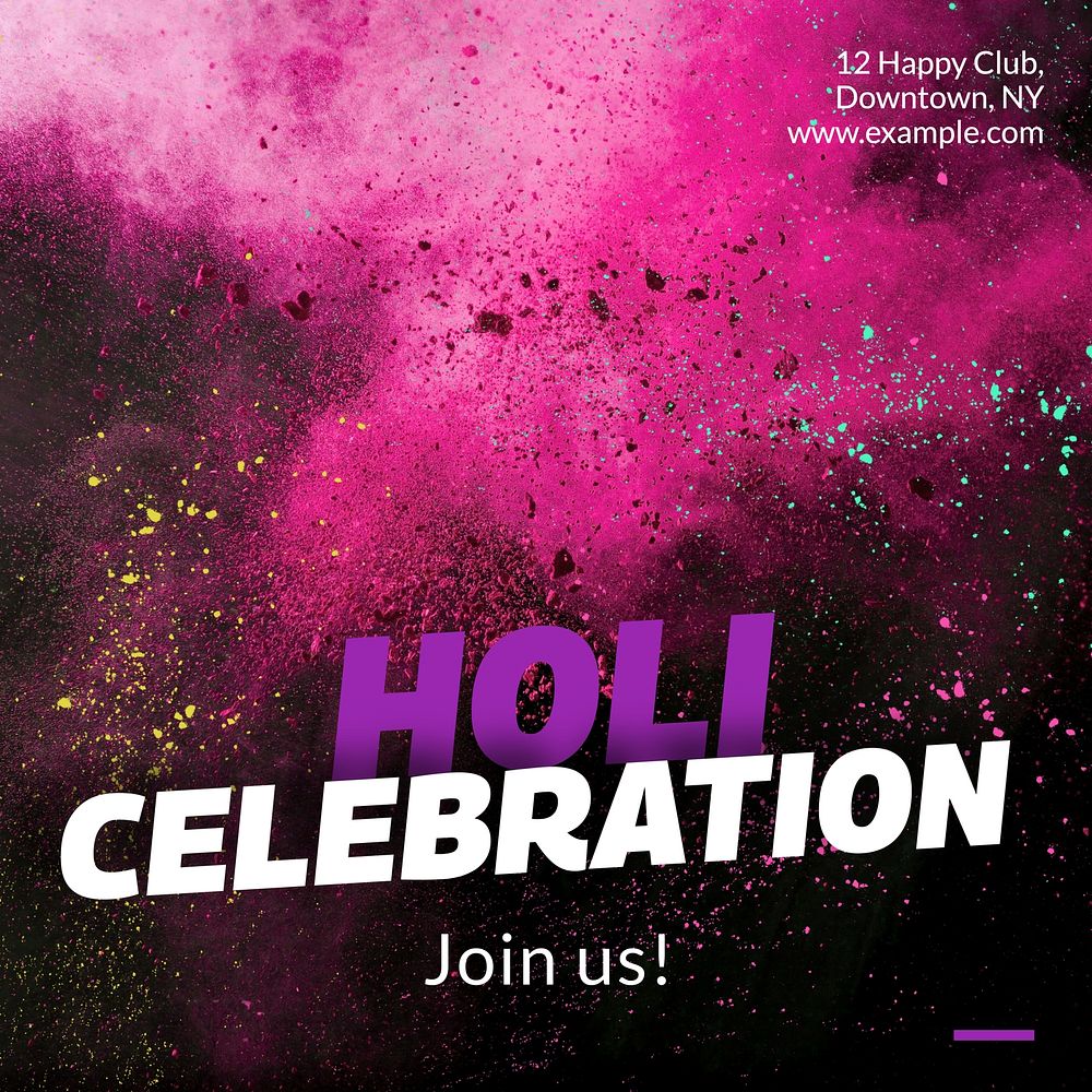 Holi celebration Instagram post template  
