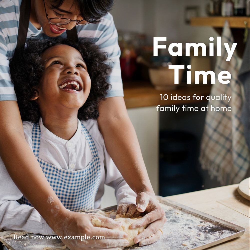 Family time Instagram post template, editable text