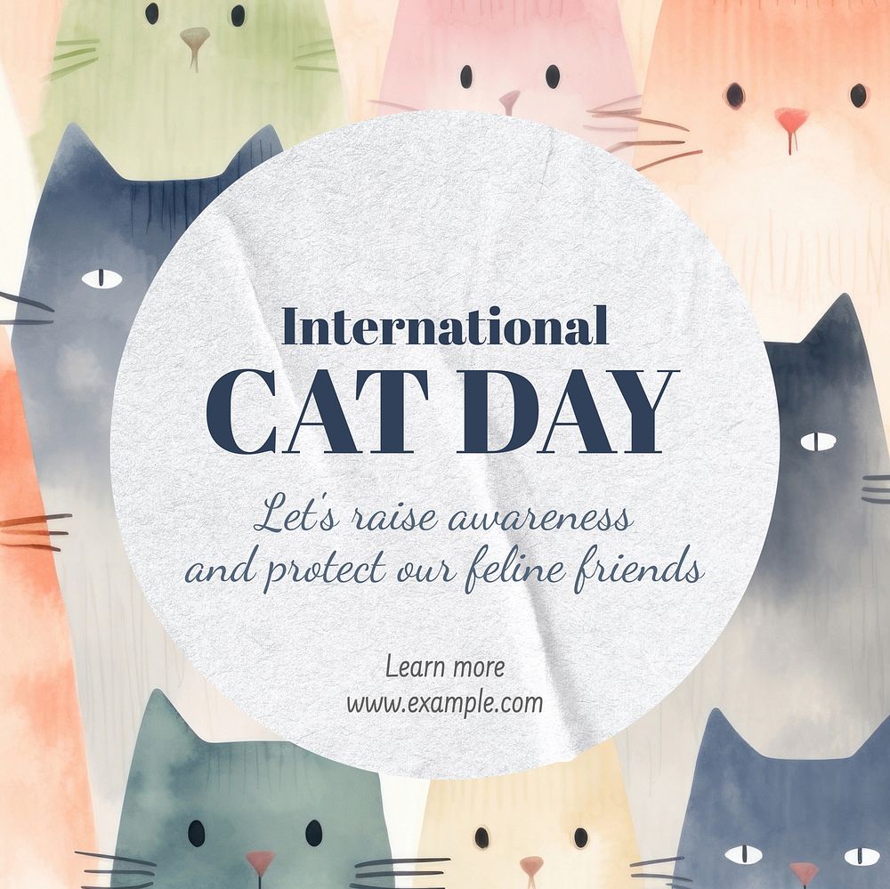 International cat day Instagram post template