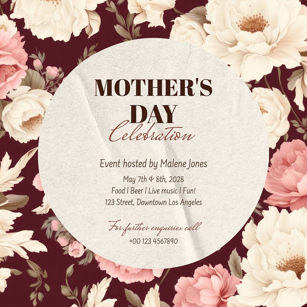 Mother's day event Facebook post template