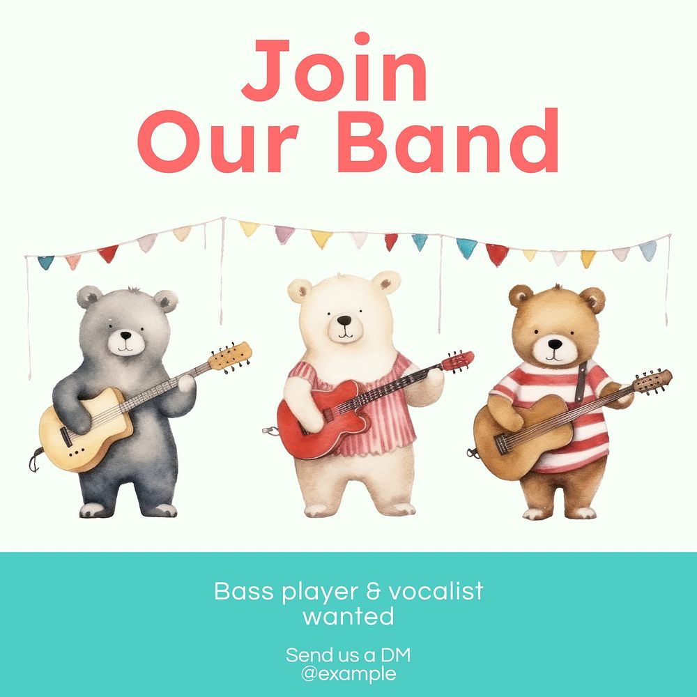 Join our band Instagram post template, editable text