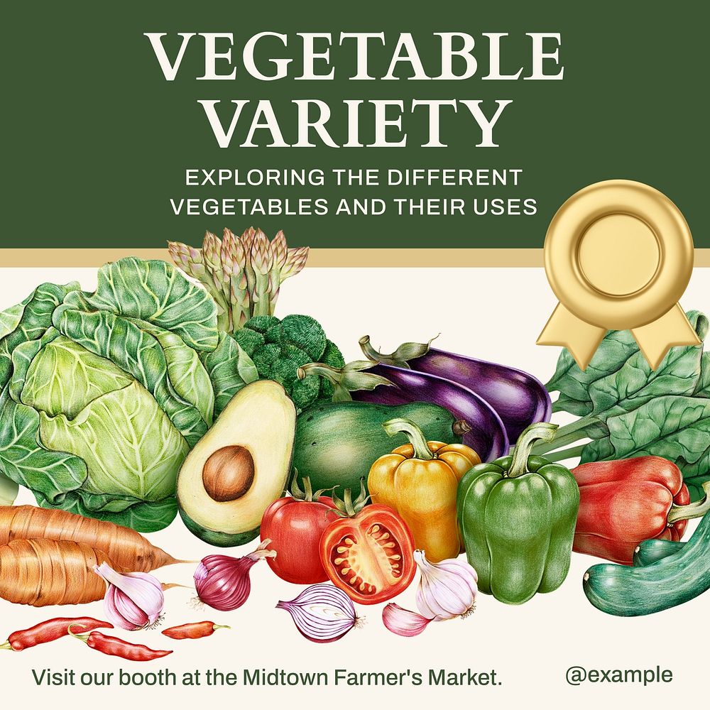 Vegetable variety Instagram post template, editable text