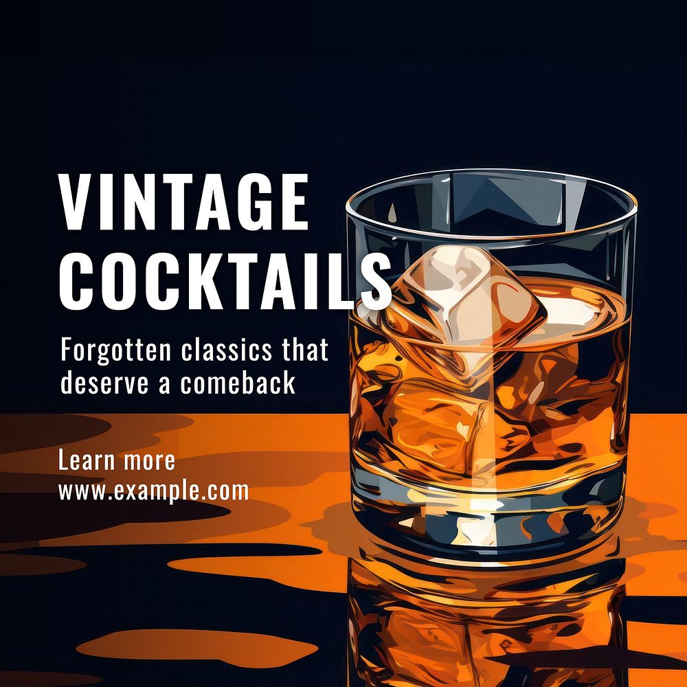 Vintage cocktails Instagram post template