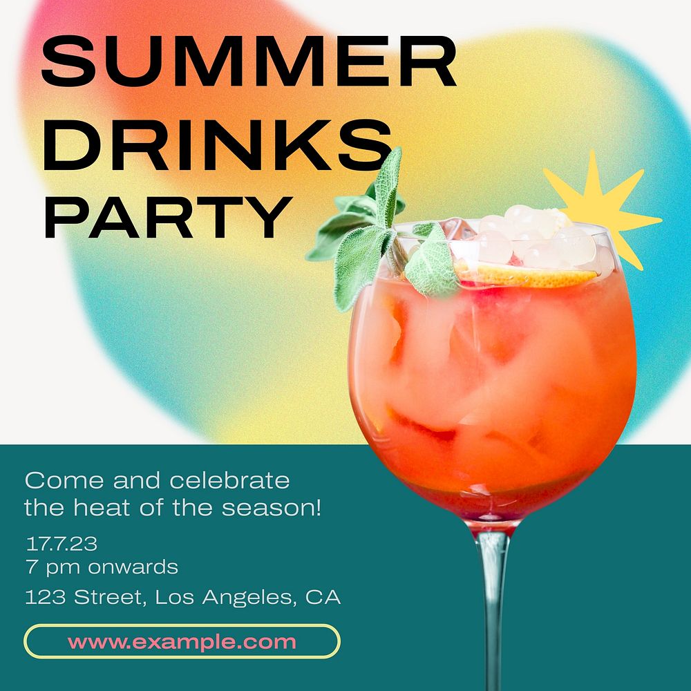 Summer drinks party Instagram post template