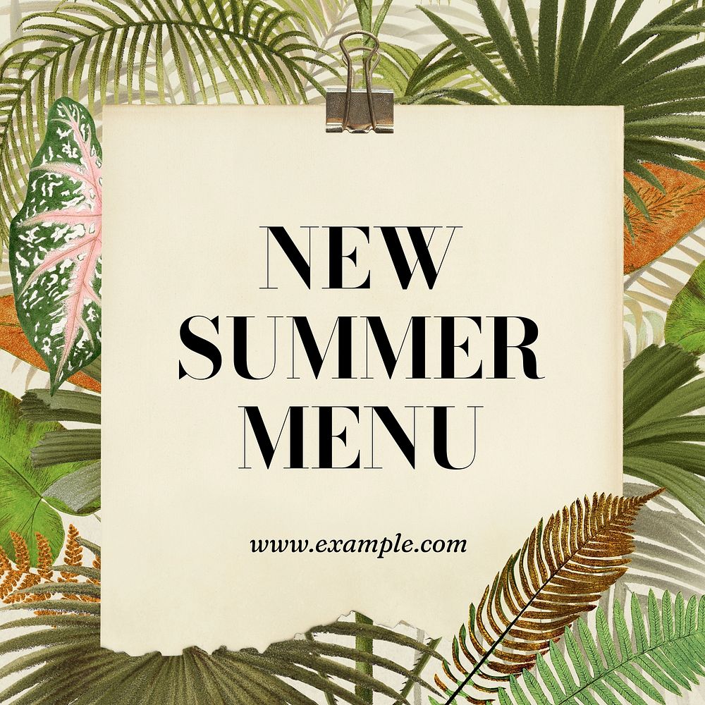 New summer menu Instagram post template  