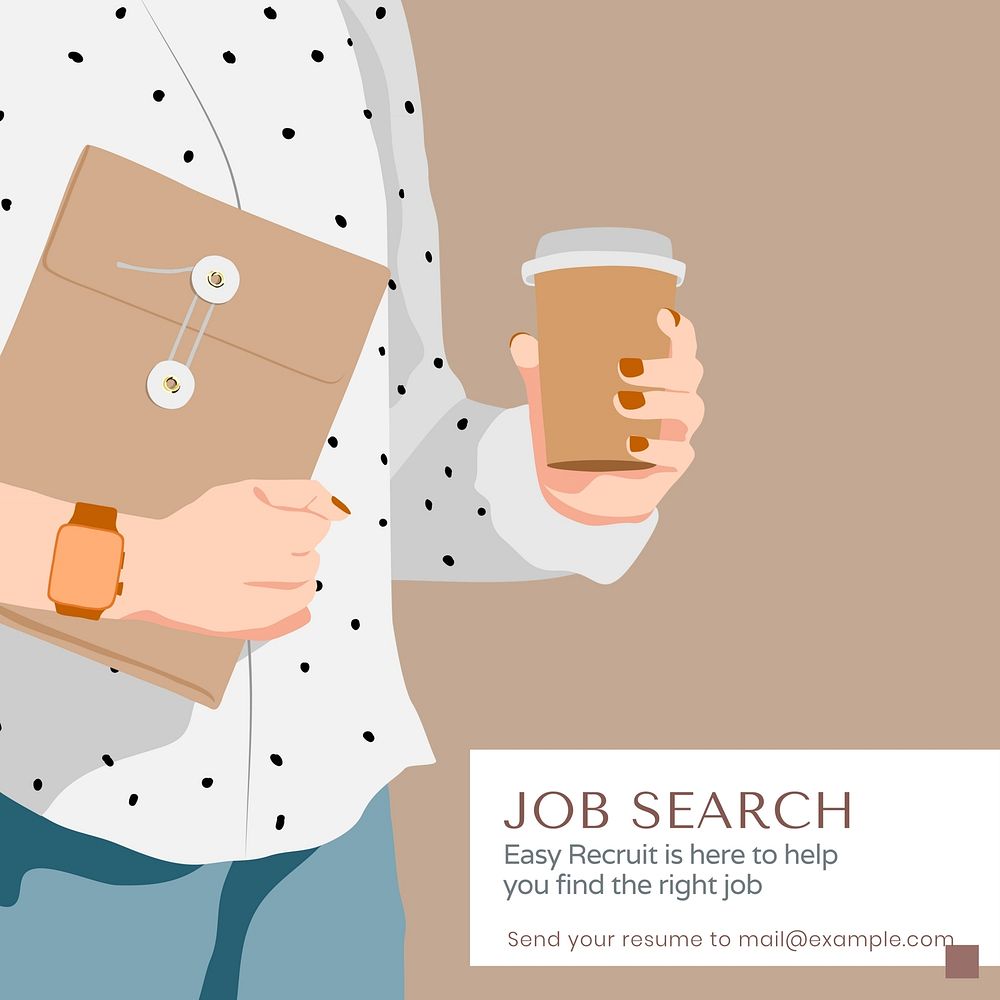 Job search Instagram post template, editable text