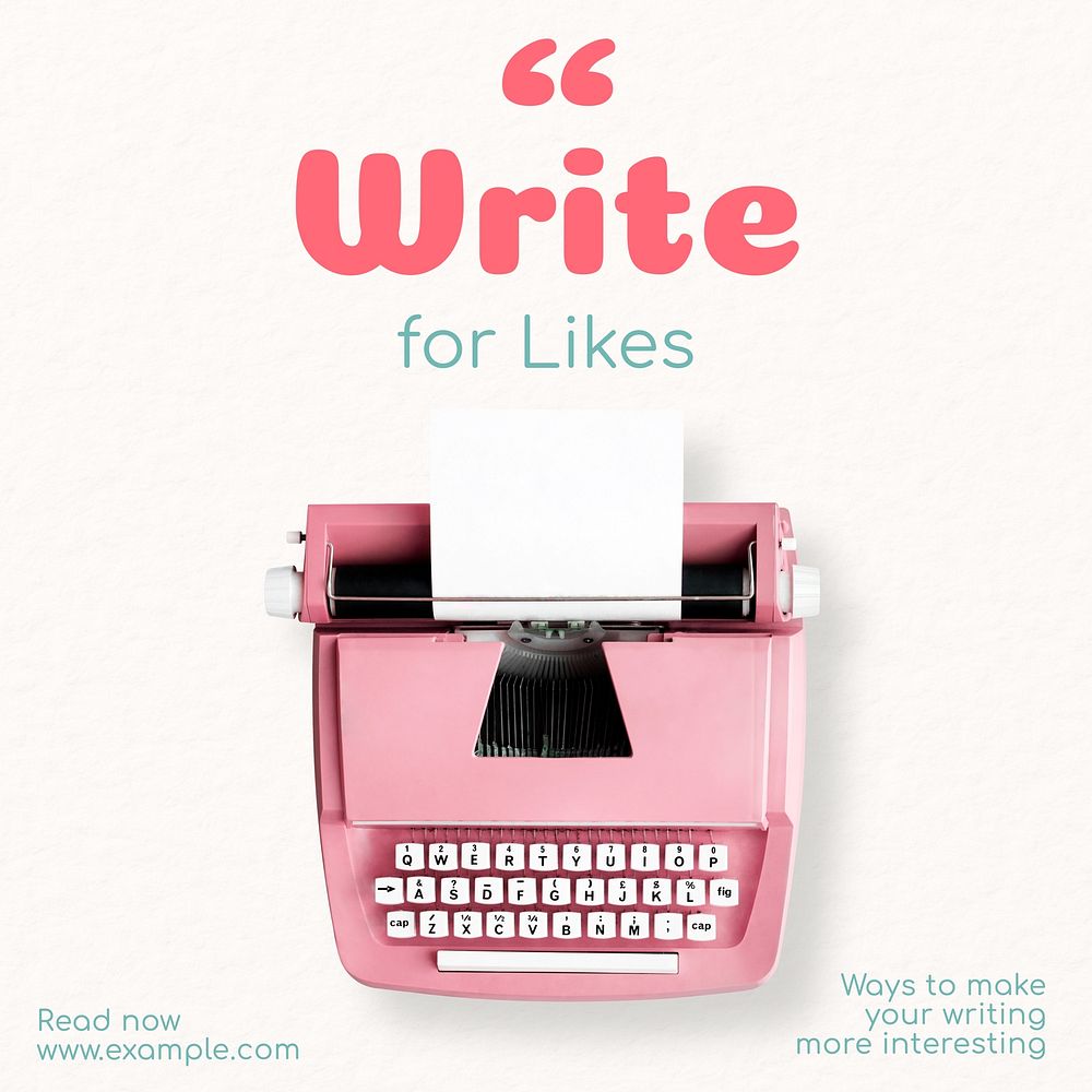 Write for likes Instagram post template
