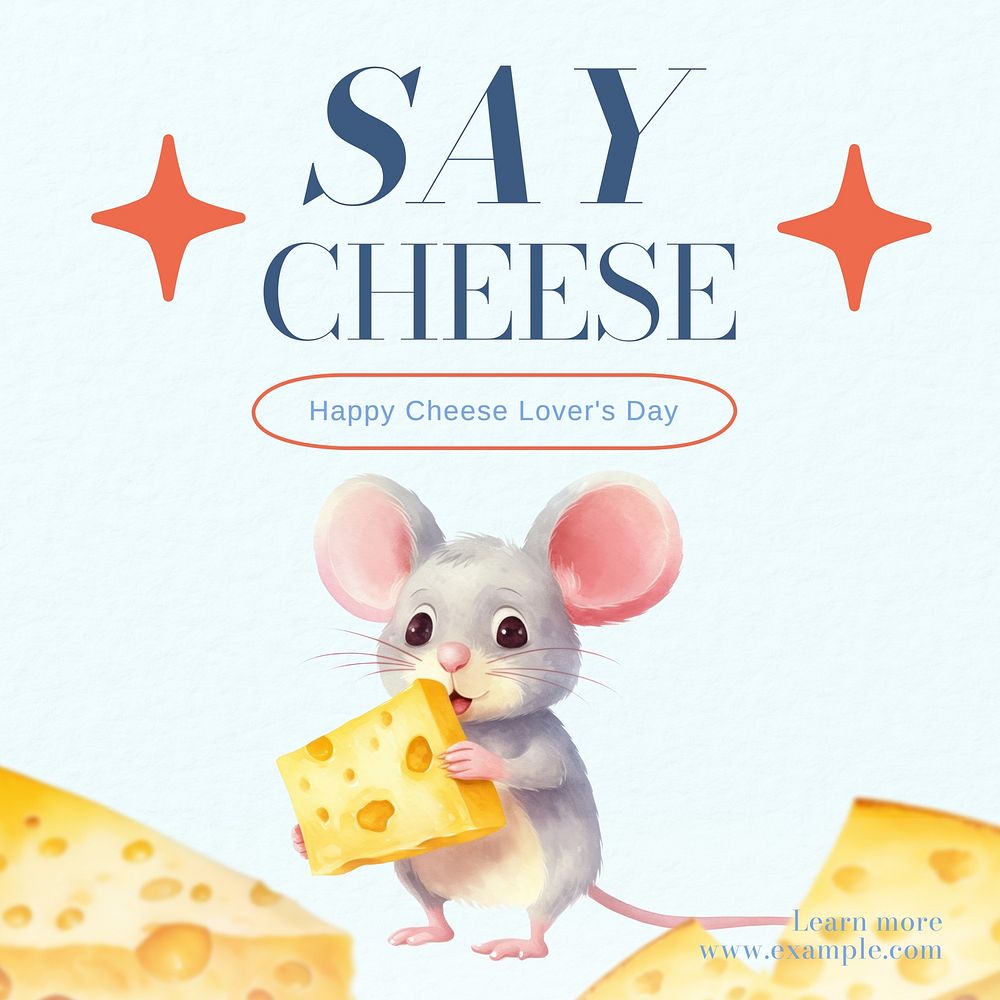 Cheese lover's day Instagram post template  