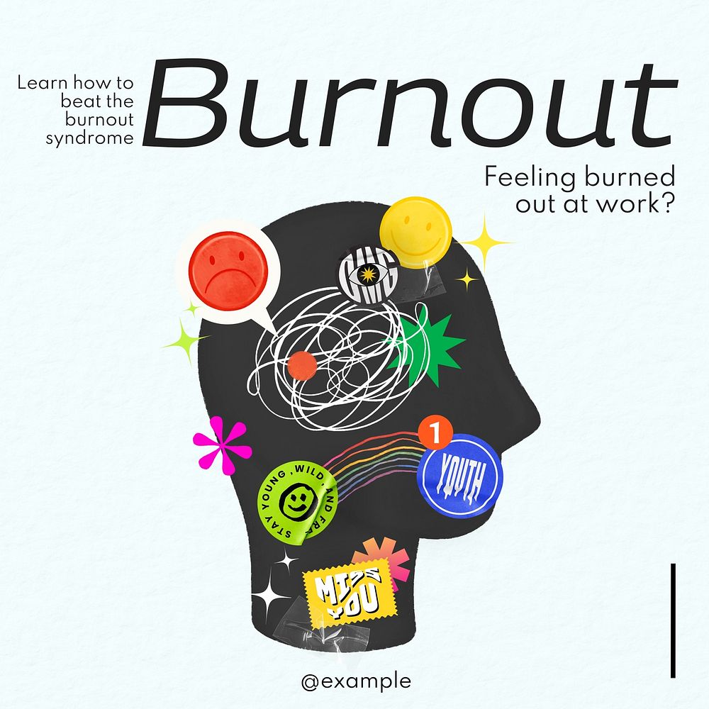 Burnout & stress Instagram post template