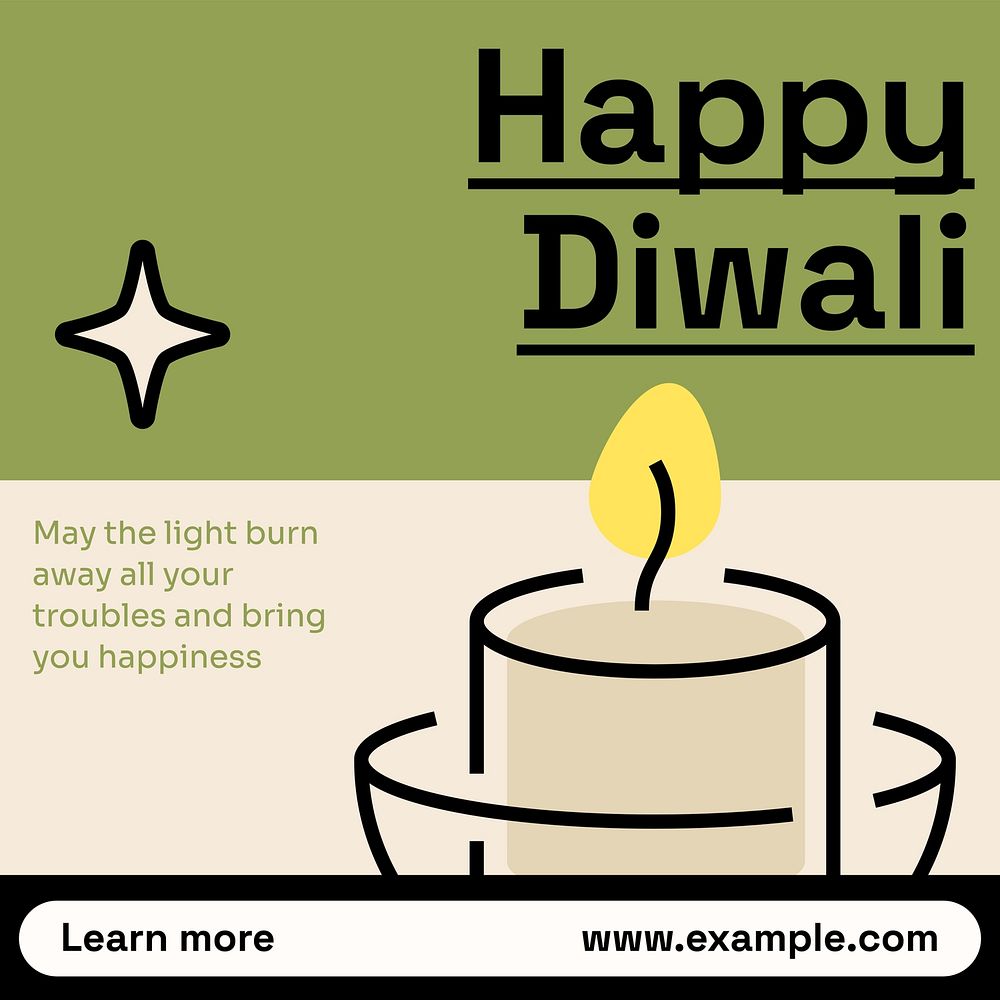 Happy diwali Facebook post template, editable design
