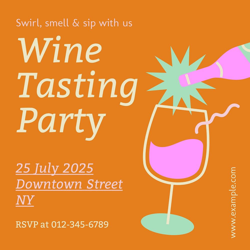 Wine tasting party Instagram post template, editable text