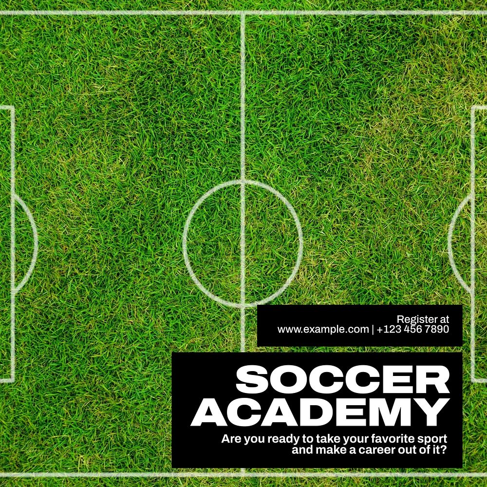 Soccer academy Instagram post template, editable text