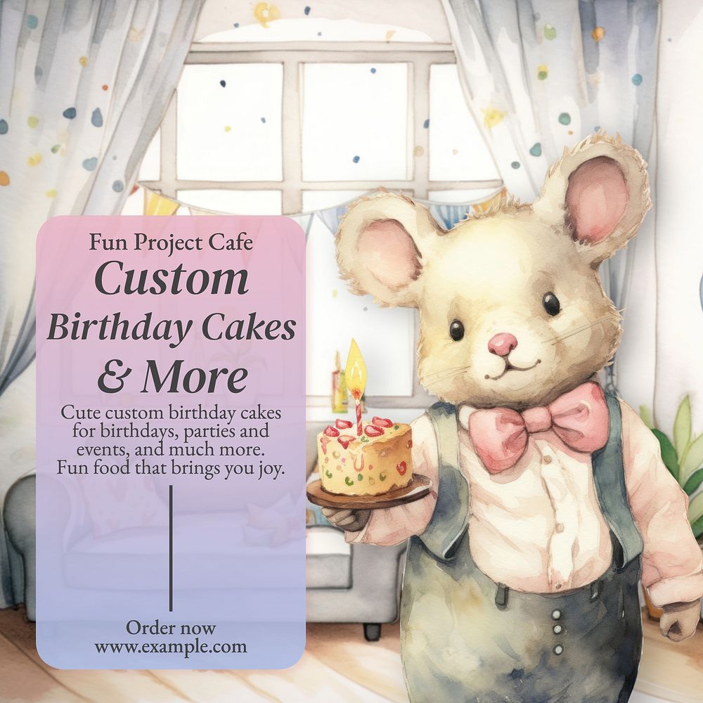 Birthday cakes editable social media design, editable text