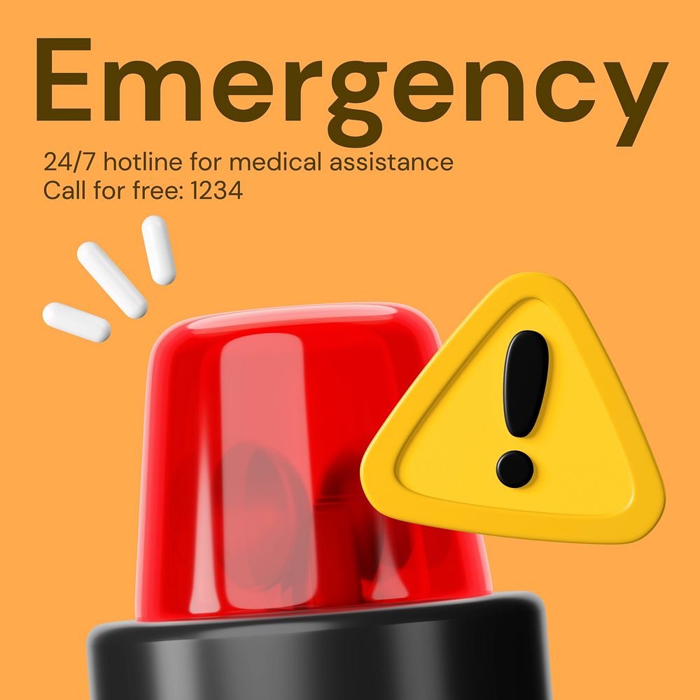 Emergency hotline Instagram post template  