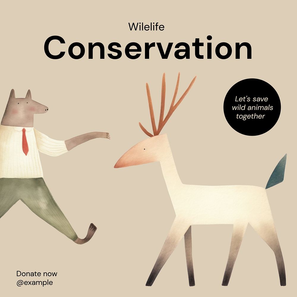 Wildlife conservation Instagram post template