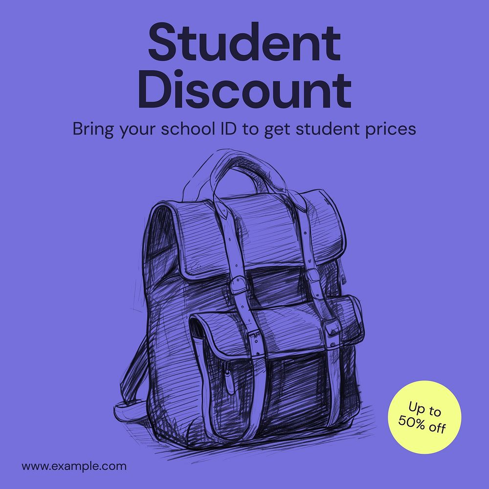 Student discount Facebook post template