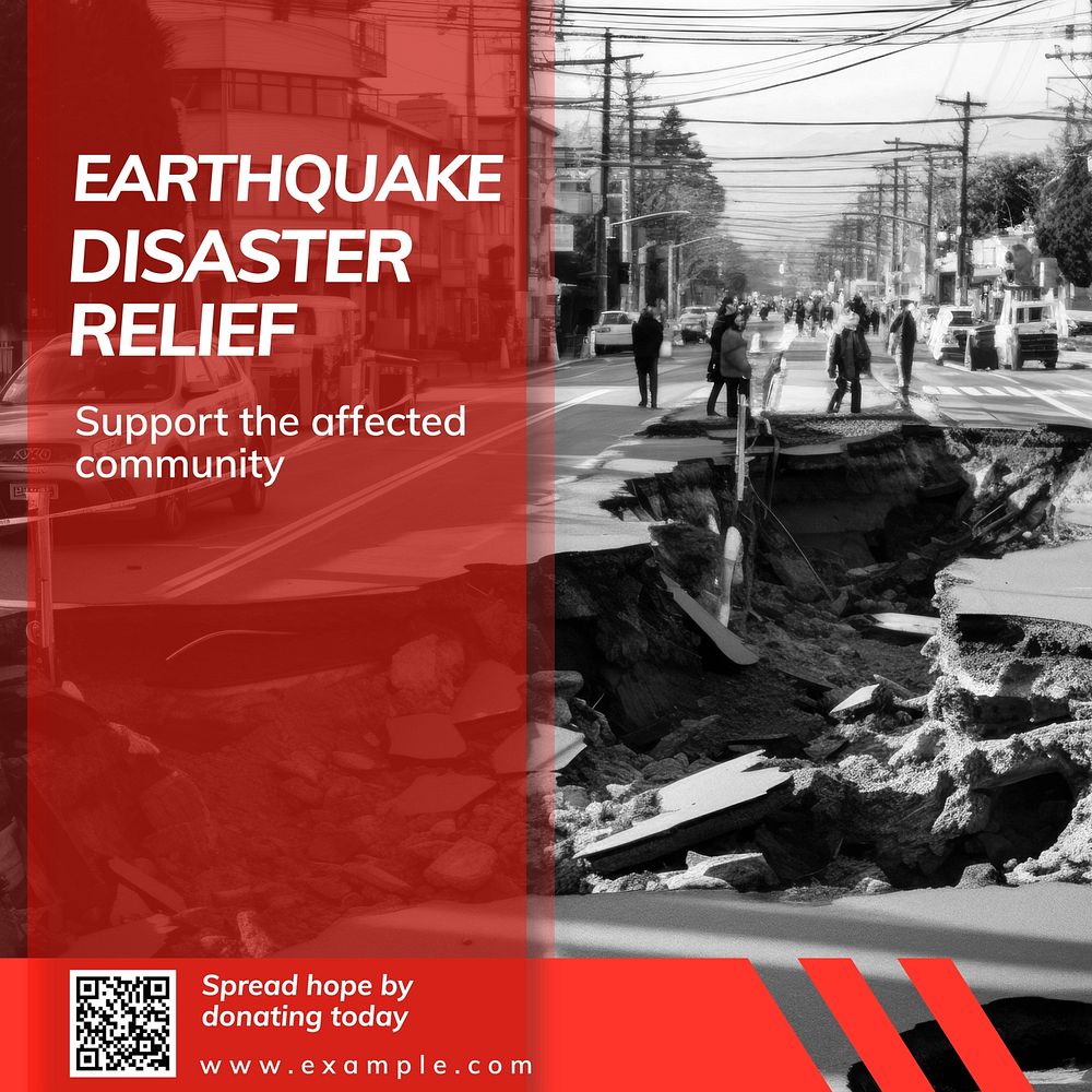 Earthquake disaster relief Instagram post template