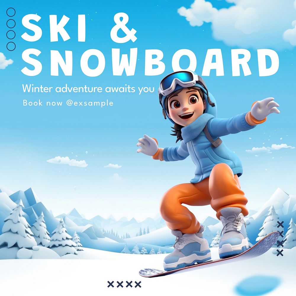 Ski & snowboard Instagram post template