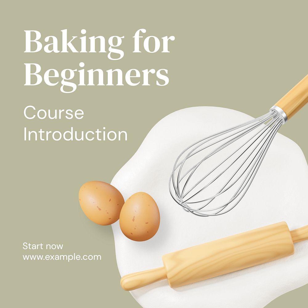 Baking for beginners Instagram post template  