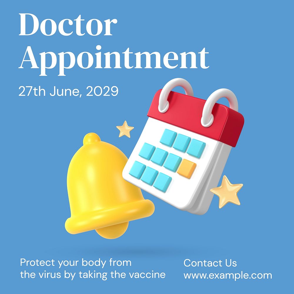 Doctor appointment Instagram post template, editable text