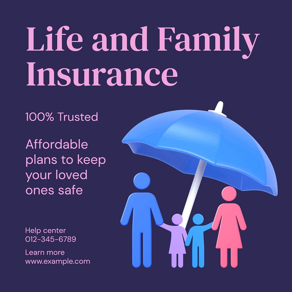Life insurance Instagram post template  