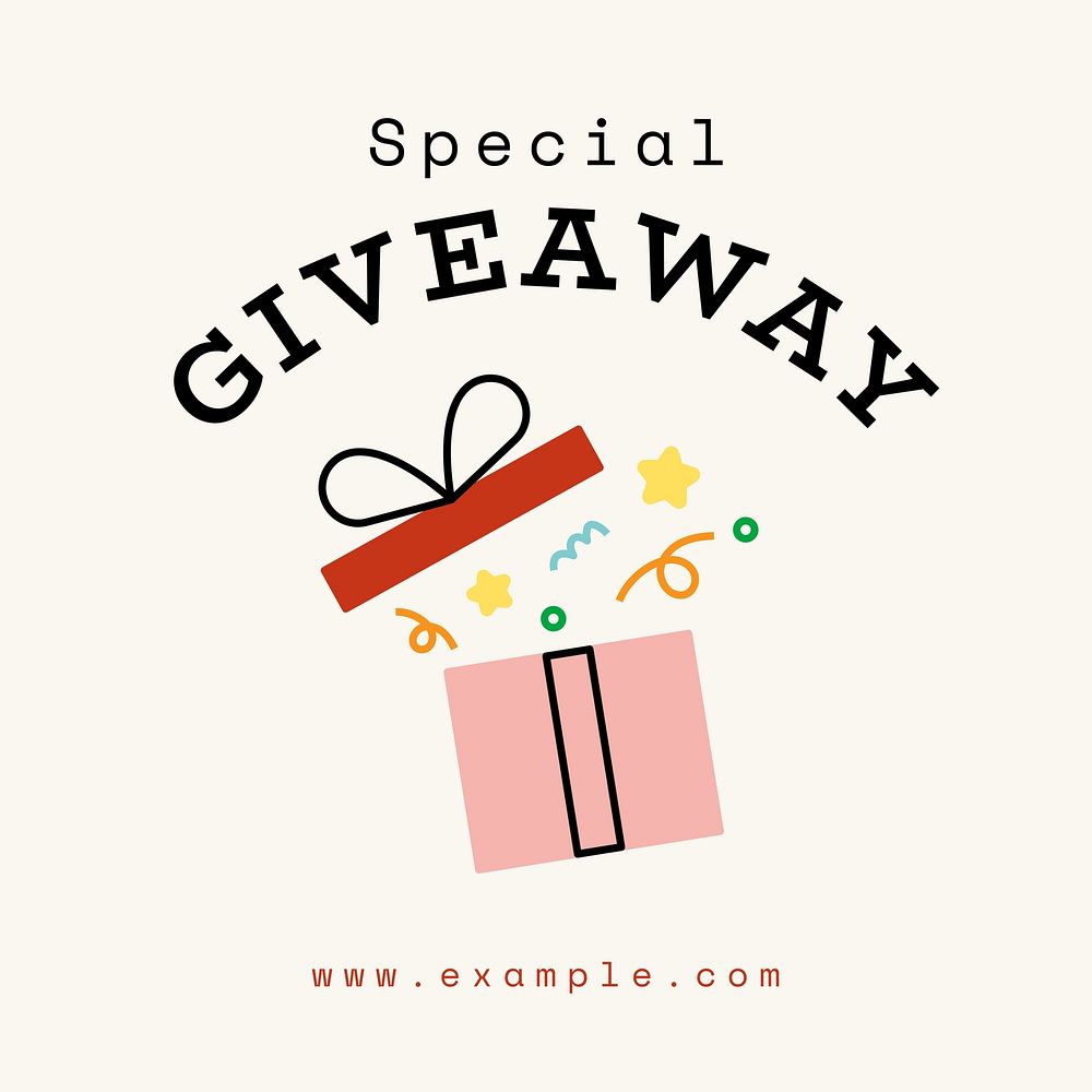 Special giveaway Instagram post template, editable text