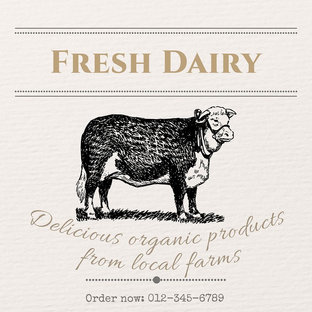Fresh dairy Instagram post template