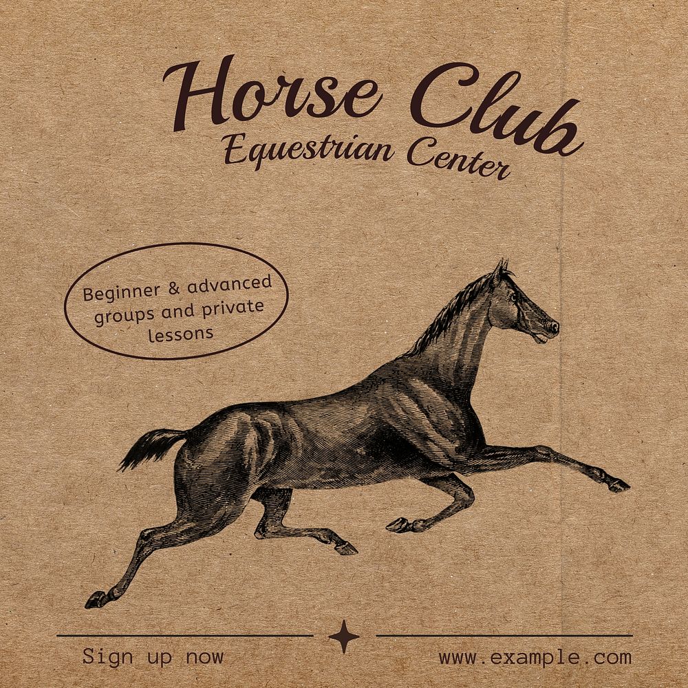 Horse club Facebook post template