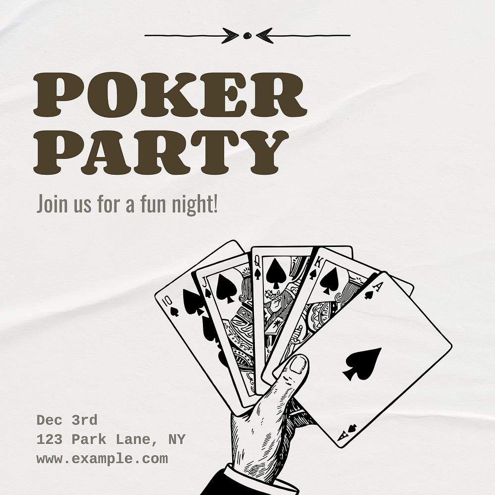 Poker party Facebook post template