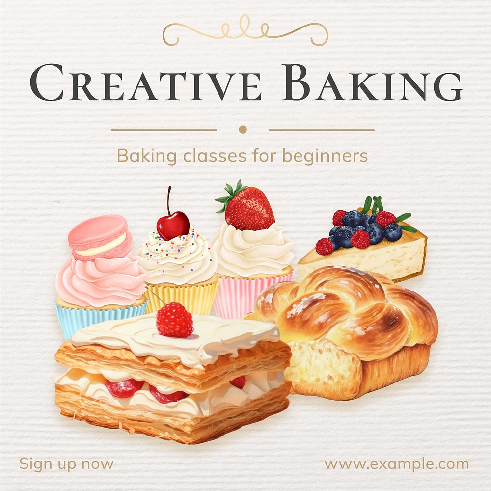 Creative baking class Instagram post template