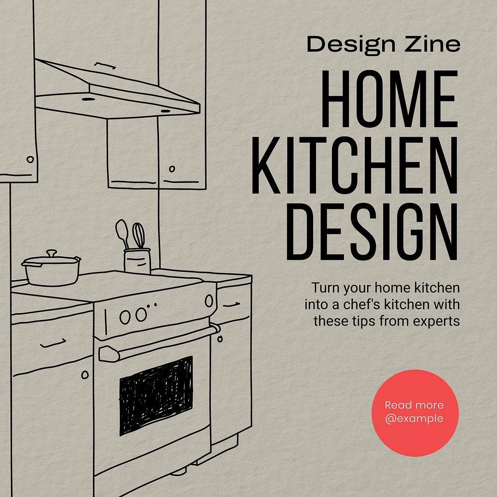 Home kitchen design Instagram post template  