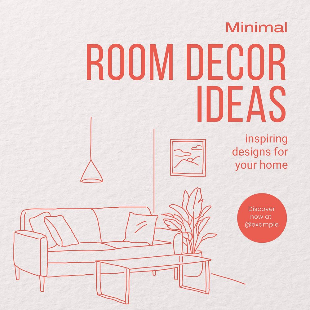 Minimal room decor Instagram post template  