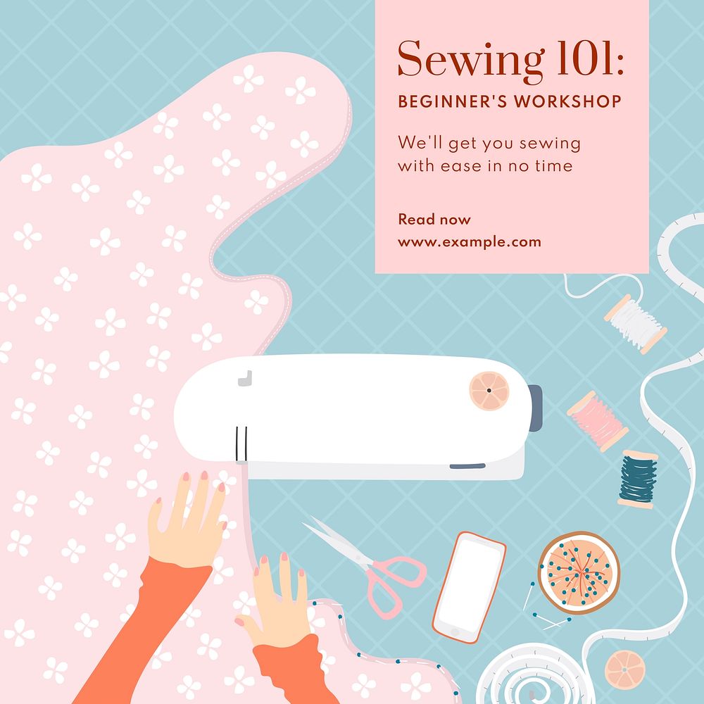 Sewing for beginners Instagram post template
