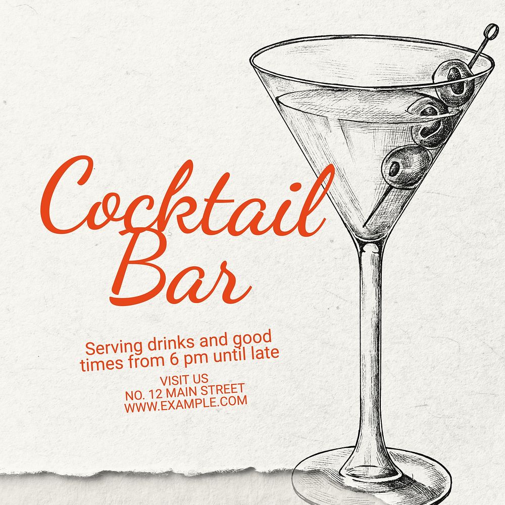 Cocktail bar Instagram post template  