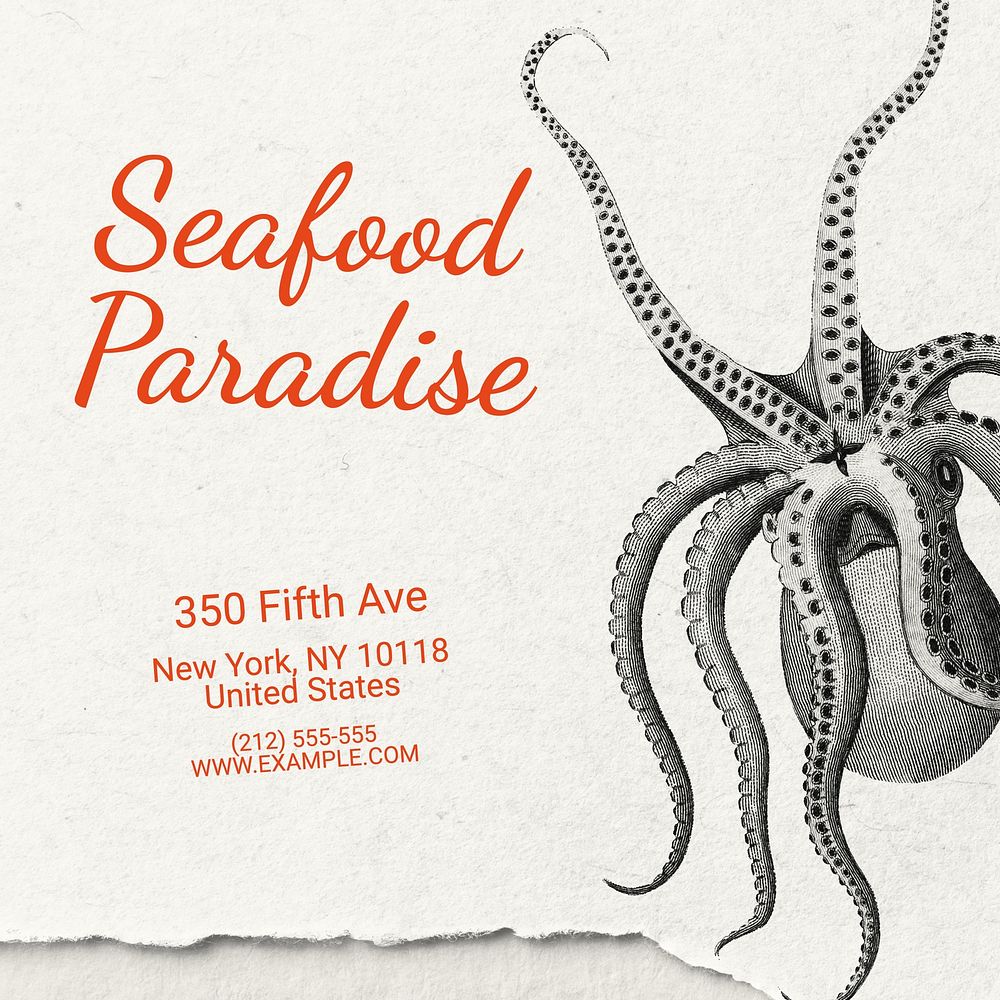 Seafood restaurant fish Instagram post template