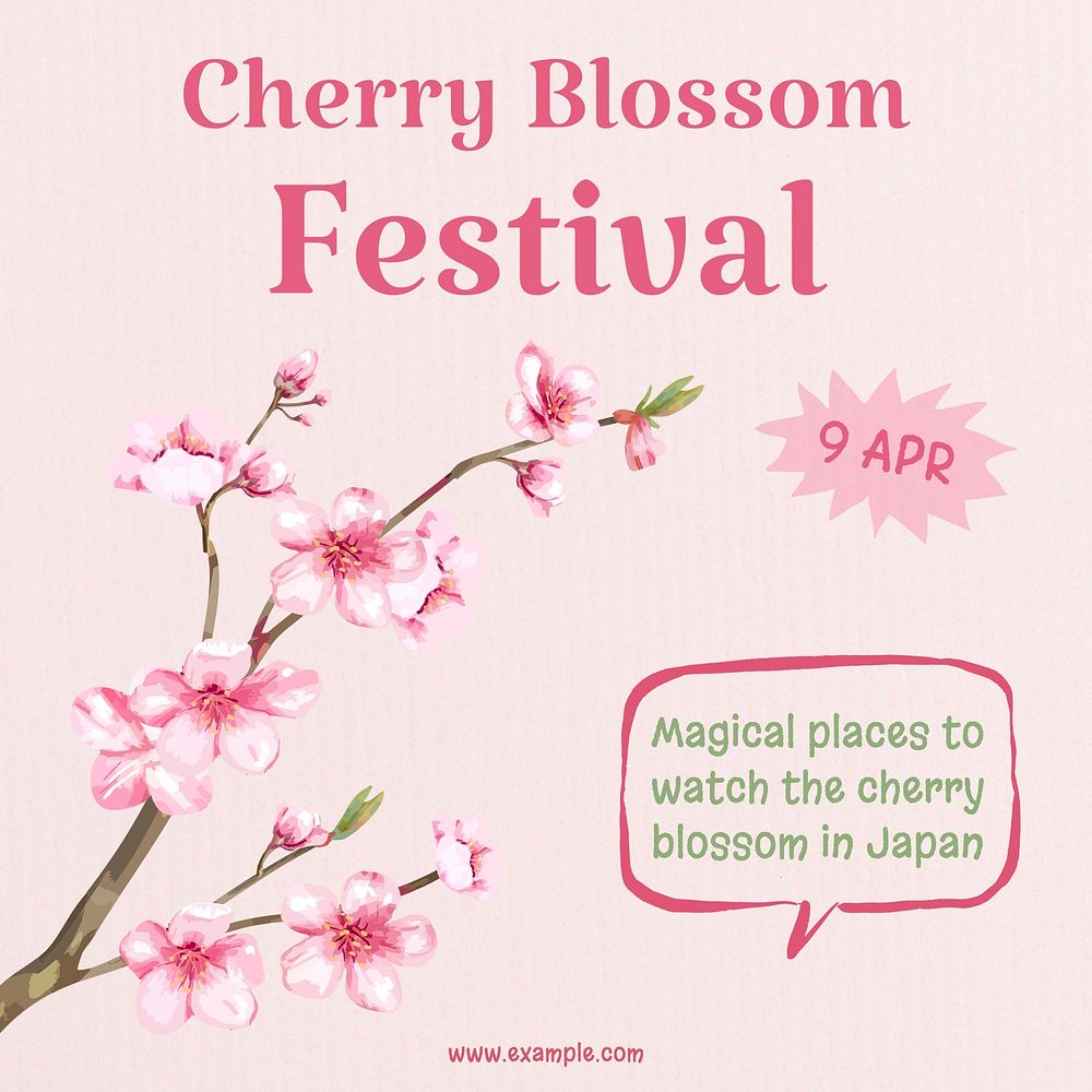 Cherry blossom festival Instagram post template