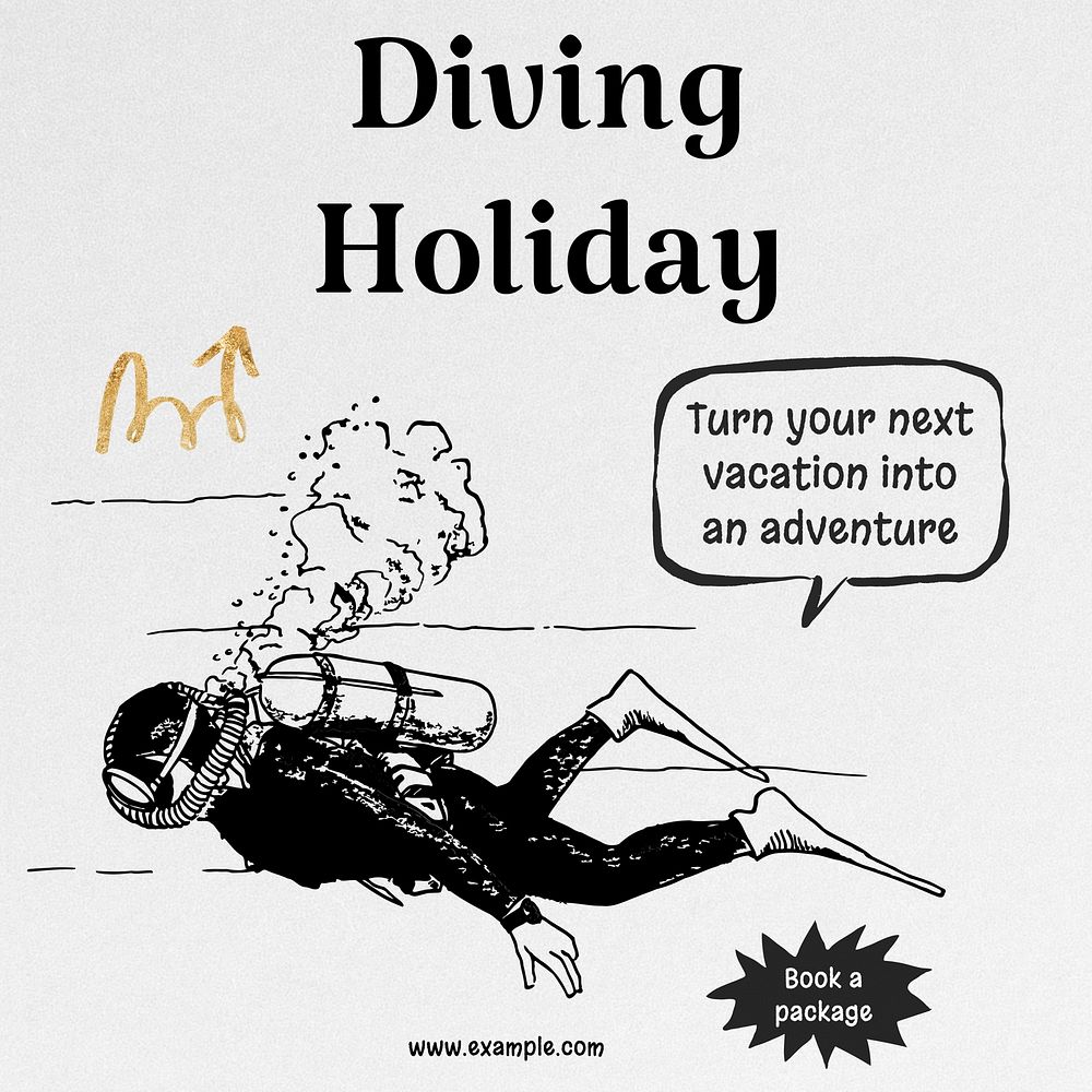 Diving holiday Instagram post template