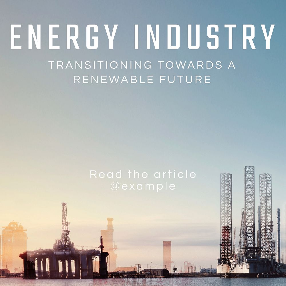 Energy industry Instagram post template, editable text