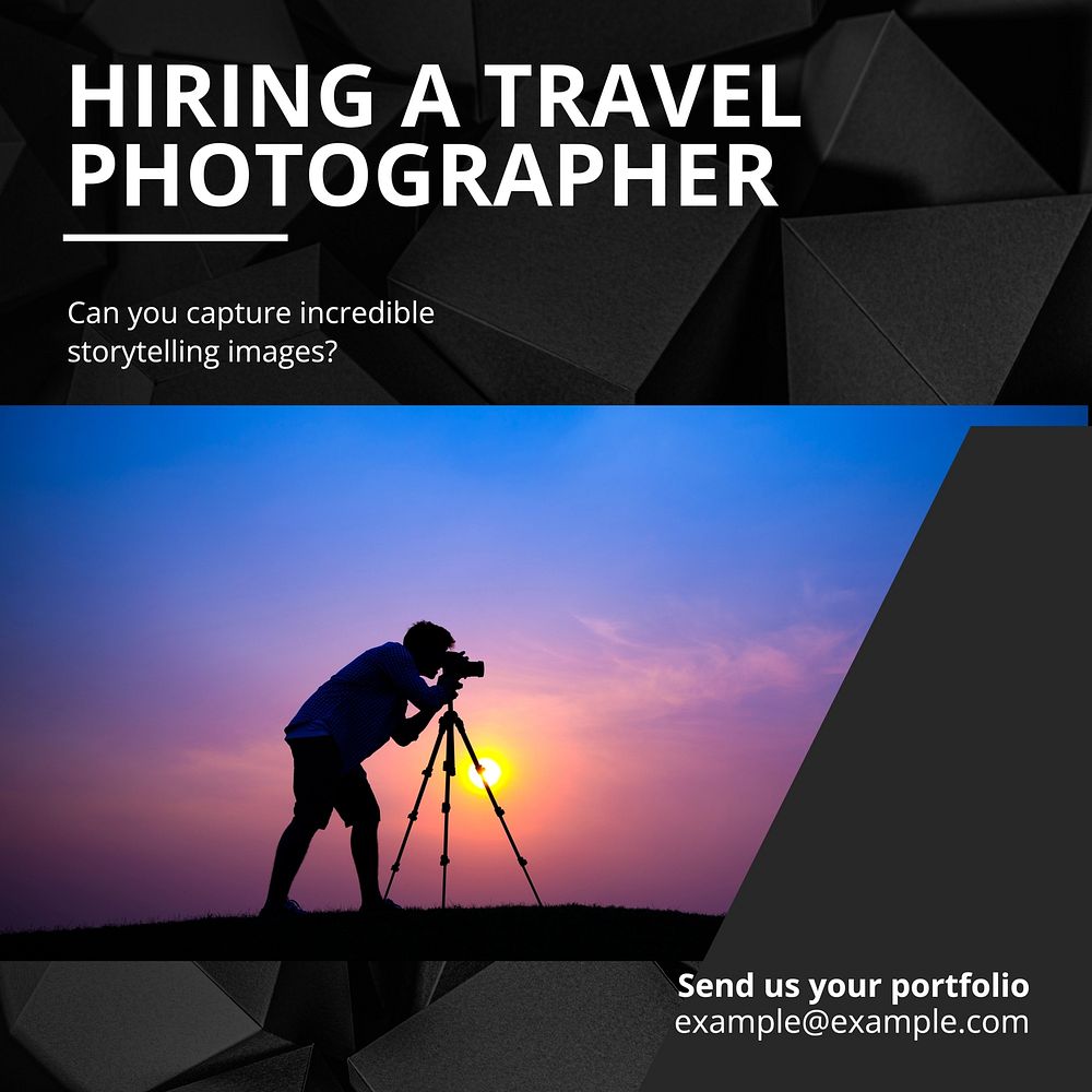 Hiring travel photographer Instagram post template
