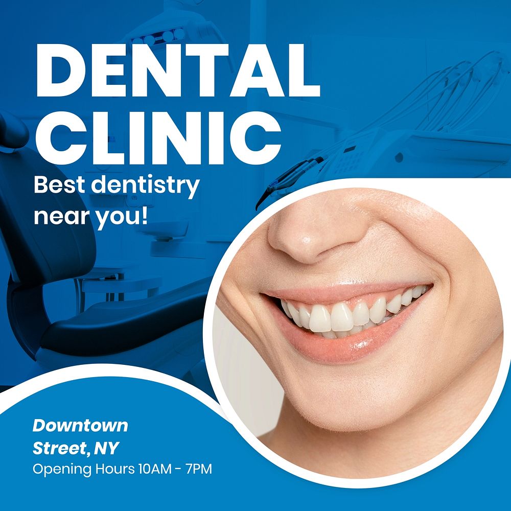 Dental clinic Instagram post template, editable text