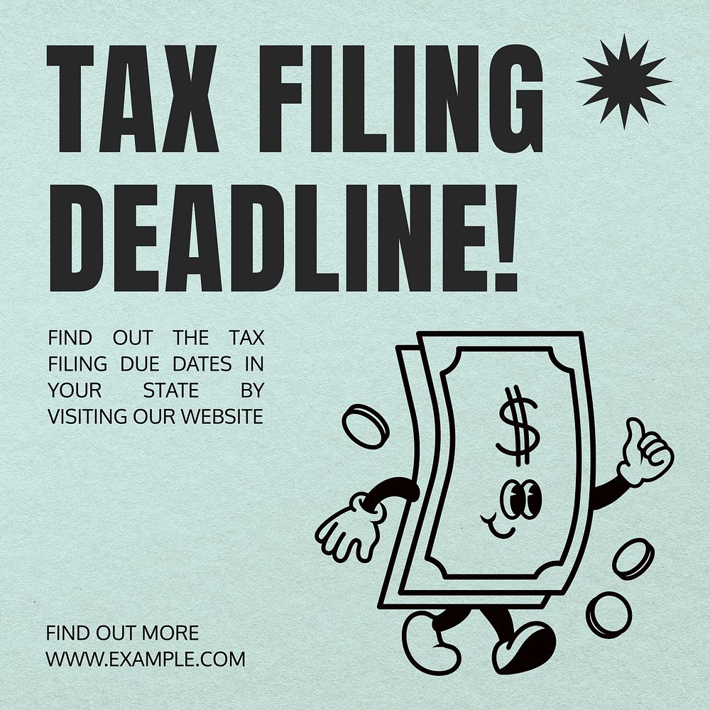 Tax filling deadline Instagram post template