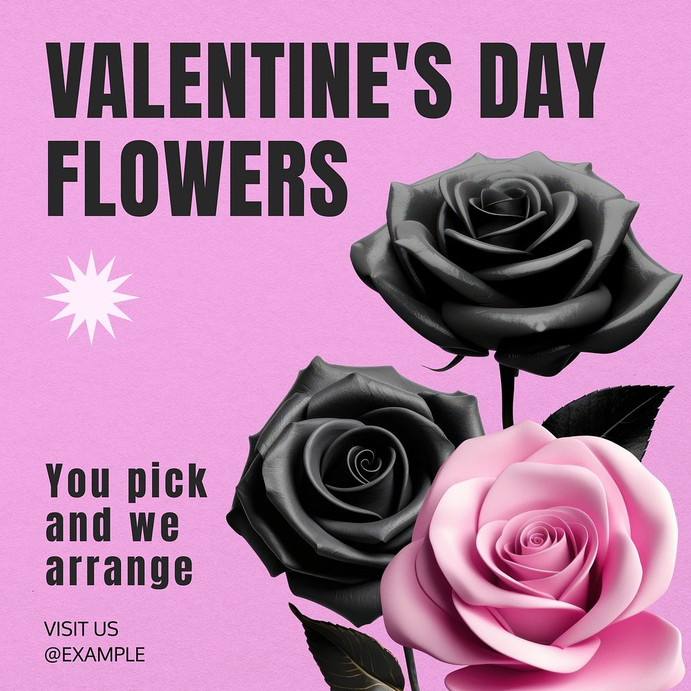 Valentine's flower Instagram post template