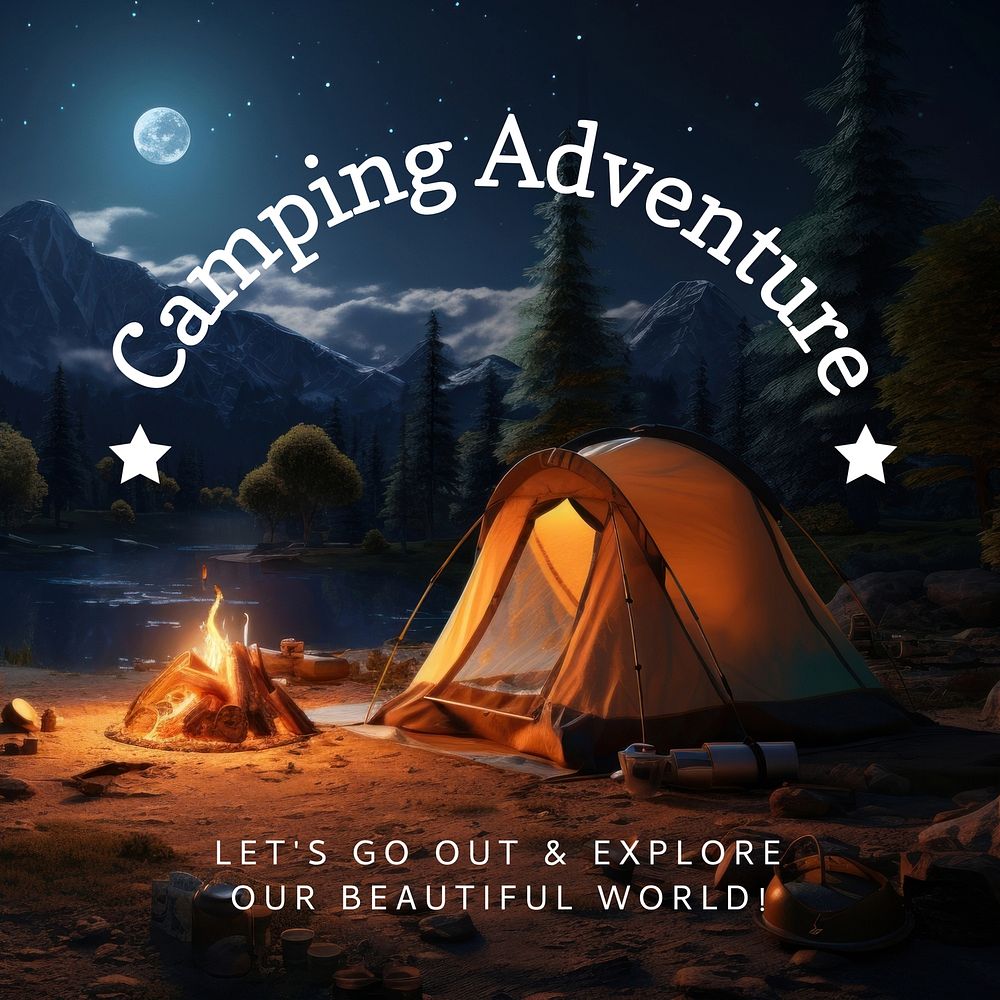 Camping adventure Instagram post template