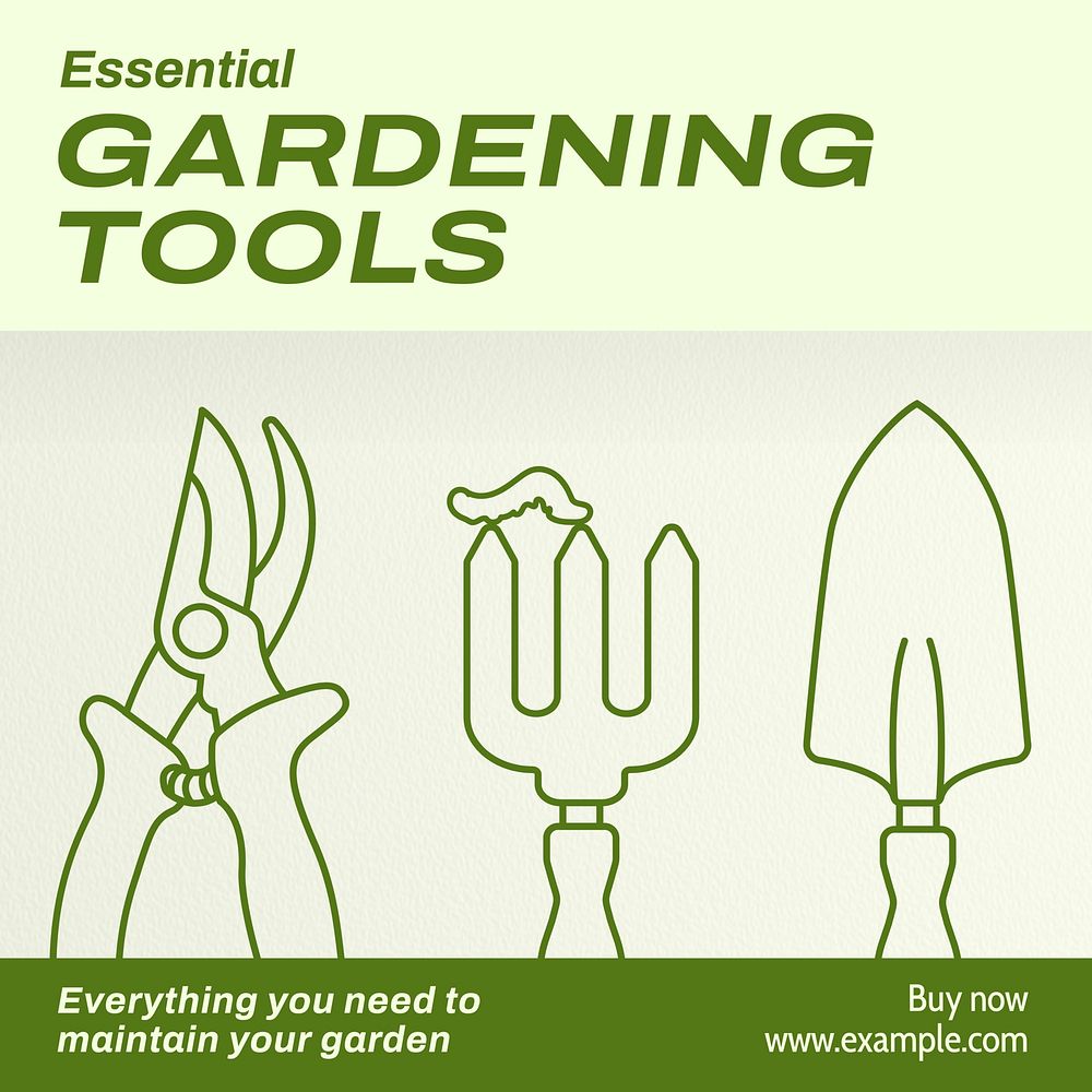 Gardening tools Instagram post template