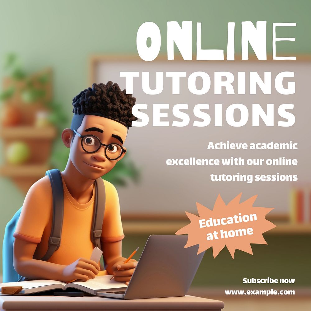 Online tutoring sessions Instagram post template