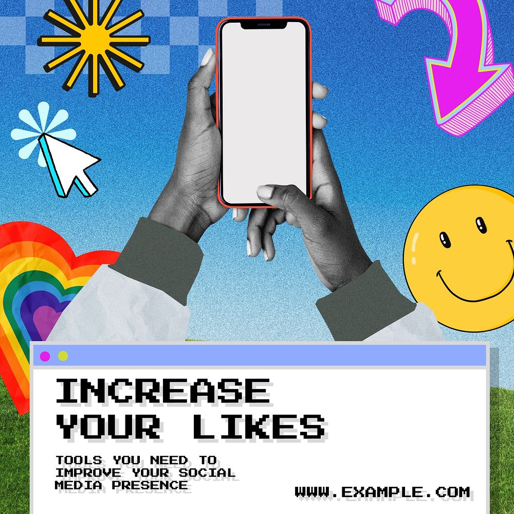 Increase your likes Instagram post template, editable text